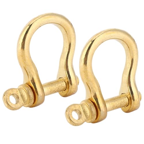 Hztyyier Hztyyier 2 Pieces D Ring Shackle Pure Brass Shackle Anchor Screw Shackle U Type Key Chain Hook 10mm - Image 1