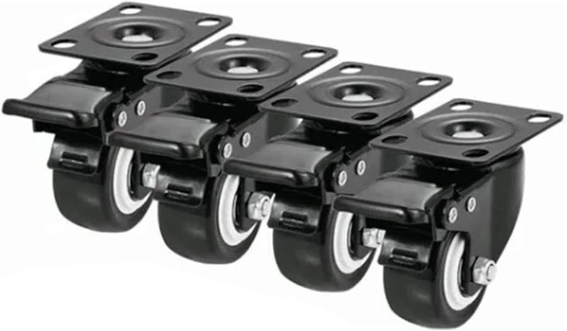 2 بوصة عجلات دواليب لوح مسطح 4 قطع ثقيلة تحمل مزدوج بكرات هادئة - Image 5