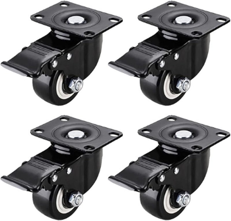 2 بوصة عجلات دواليب لوح مسطح 4 قطع ثقيلة تحمل مزدوج بكرات هادئة - Image 3