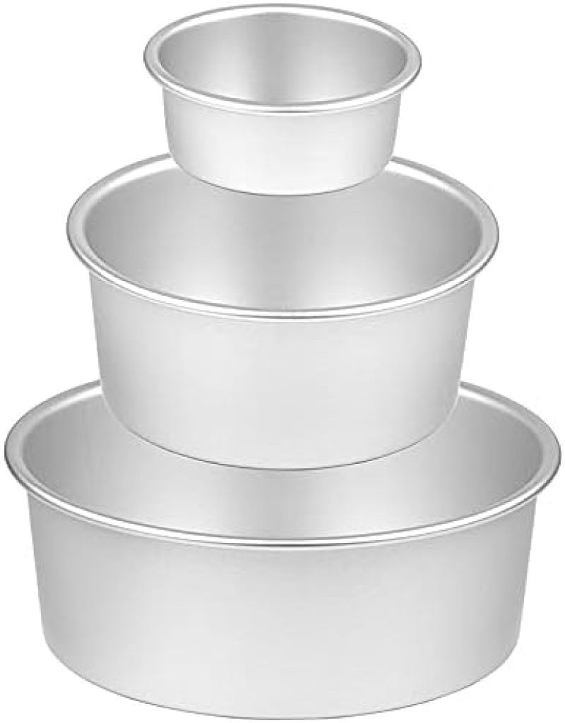 Round Cake Pan Set - 3-Piece Silver Nonstick Aluminum Bakeware, Fast Heat & Cool, Durable & Food-Safe, for Home Baking, Roasting, Serving for Beginners & Home Cooks - Image 2