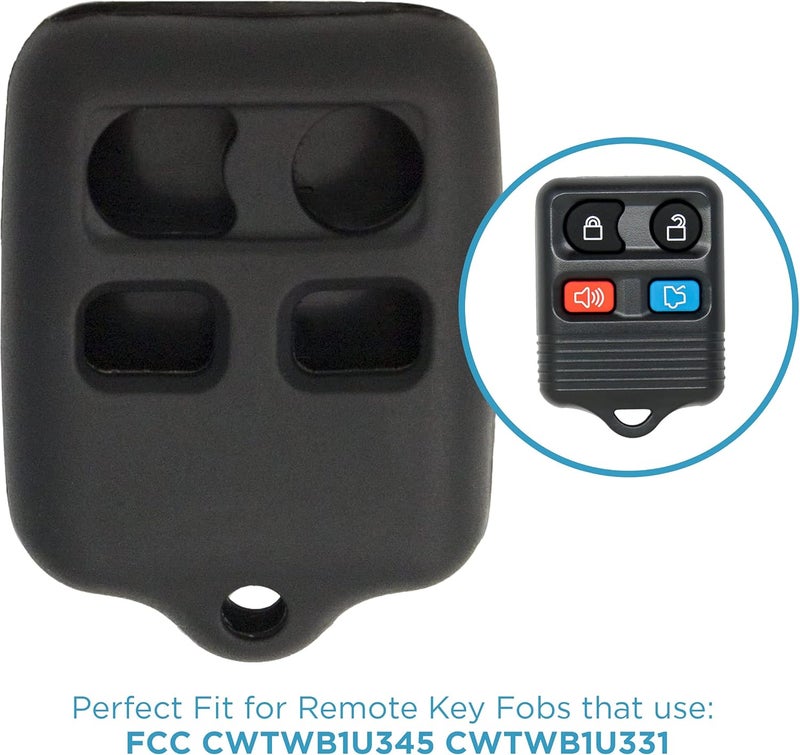 Keyless2Go Replacement for New Silicone Cover Protective Case for 4 Button Remote Key Fobs FCC CWTWB1U345 CWTWB1U331 - Black - Image 5