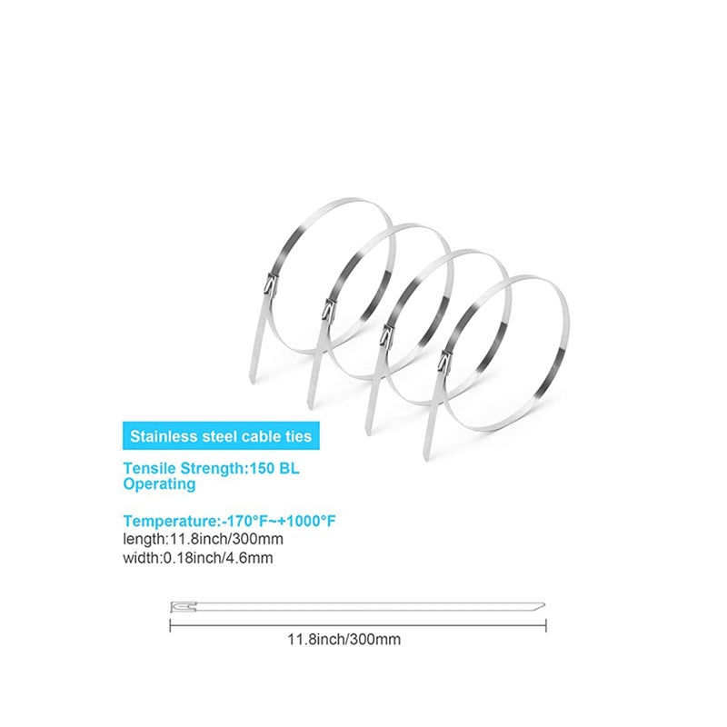 Barakah 304 Stainless Steel, Strong and Durable Metal Cable Zip Ties, Multi-purpose Heavy Duty Self-locking Cable Tie - Image 4