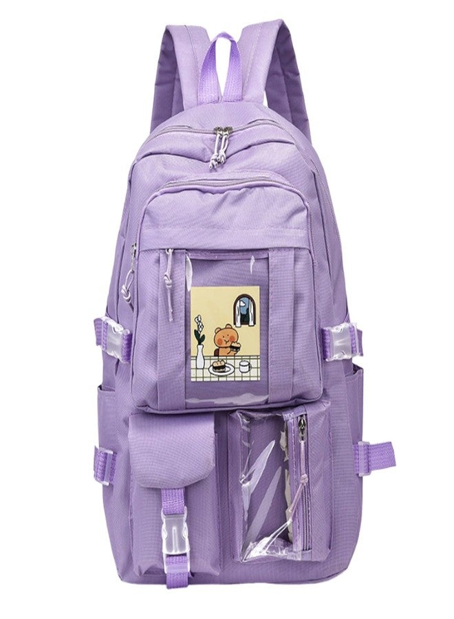 TLISMI Cute & Functional Aesthetic Preppy School Bag Fancy Lightweight Laptop Travel Daypack Waterproof Multiple Zipper Pocket Versatile Trendy Backpack for Elementary School Students & College Teens - Image 1