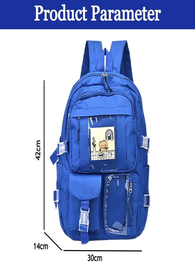 TLISMI Cute & Functional Aesthetic Preppy School Bag Fancy Lightweight Laptop Travel Daypack Waterproof Multiple Zipper Pocket Versatile Trendy Backpack for Elementary School Students & College Teens - Image 3