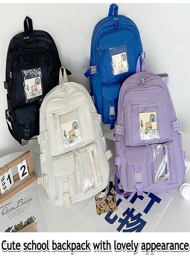 TLISMI Cute & Functional Aesthetic Preppy School Bag Fancy Lightweight Laptop Travel Daypack Waterproof Multiple Zipper Pocket Versatile Trendy Backpack for Elementary School Students & College Teens - Image 2