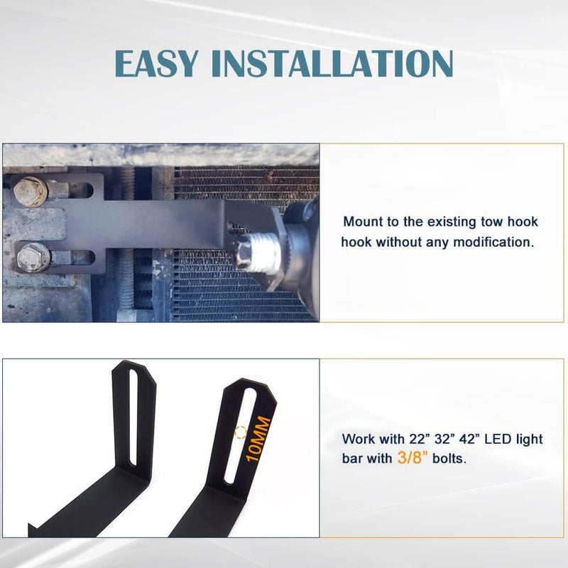 NORTHYUN Front Bumper Hidden LED Light Bar Brackets Fit 22/32/42 Inch Straight LED Hidden Grille Light Bar Mounting Brackets Compatible with 2003-2018 Dodge Ram 2500 3500 - Image 3