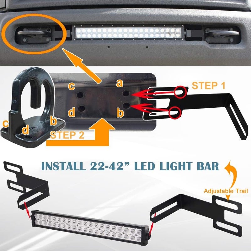 NORTHYUN Front Bumper Hidden LED Light Bar Brackets Fit 22/32/42 Inch Straight LED Hidden Grille Light Bar Mounting Brackets Compatible with 2003-2018 Dodge Ram 2500 3500 - Image 4