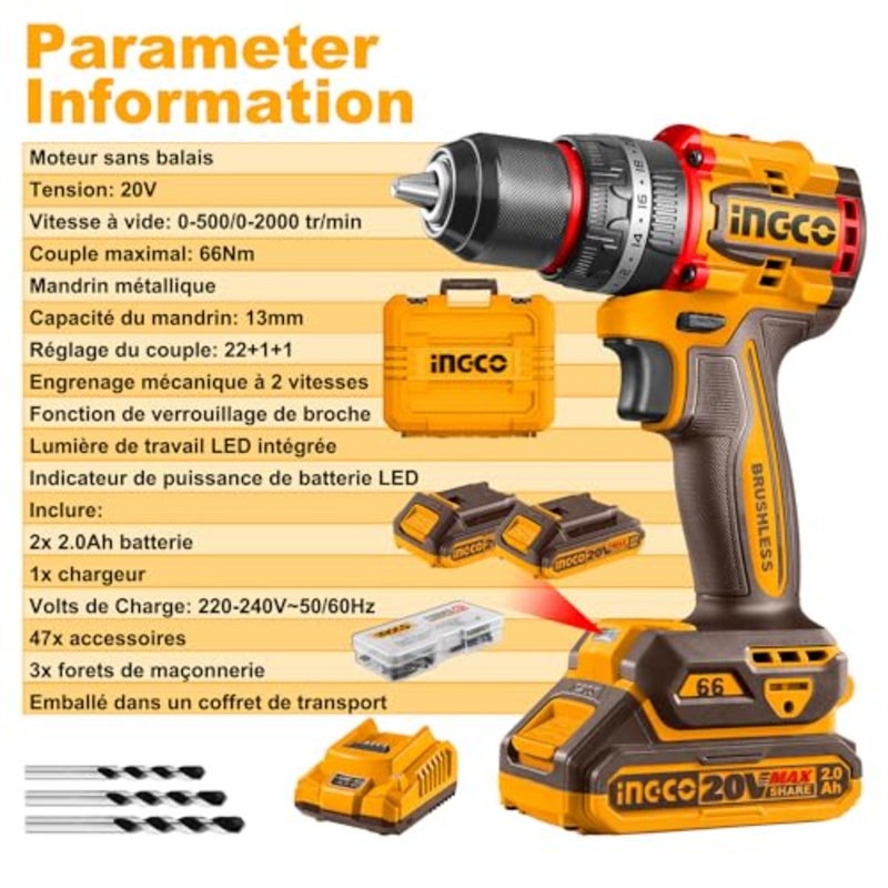 COMPACT BRUSHLESS CORDLESS IMPACT DRILL 66NM CIDLI20668 - Image 5
