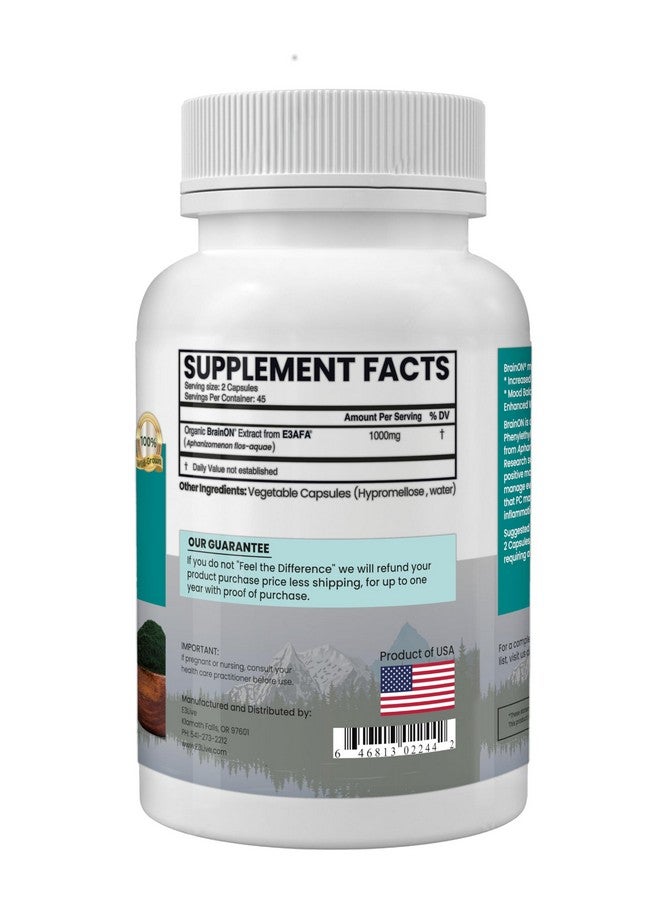 E3LIVE BrainON - Wild-Harvested AFA Extract for Mood Balance & Focus 90 Count - Image 2