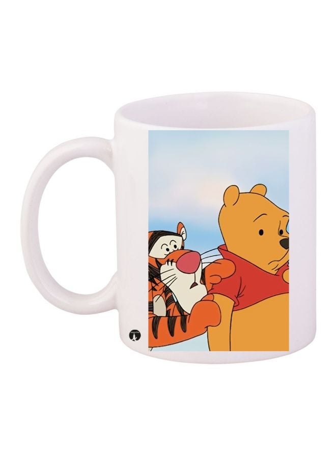 Winne The Pooh Printed Coffee Mug White/Brown/Blue 11ounce