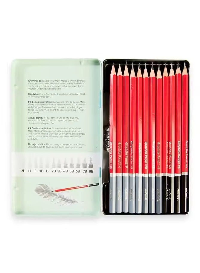 Mont Marte Graphite Pencils 12-Pieces
