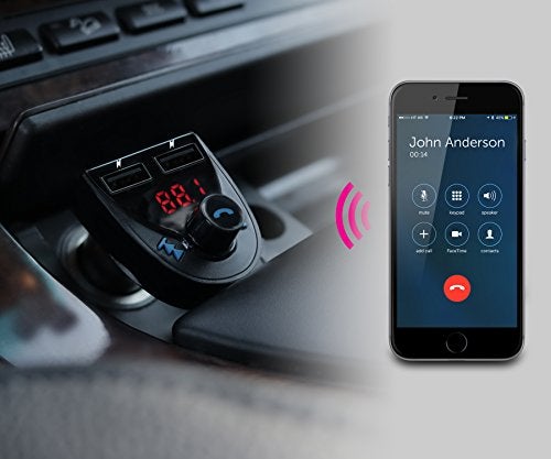 ALURATEK Bluetooth Car Audio Receiver and FM Transmitter with Mic for Hands-Free Calls (ABF01F), Blue - Image 5