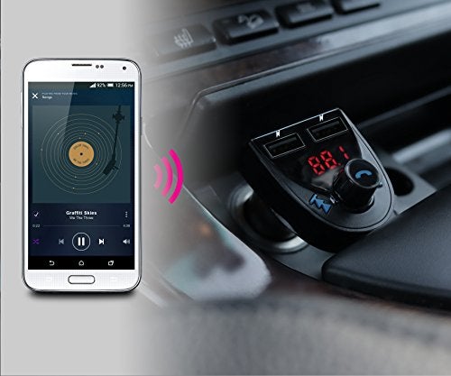 ALURATEK Bluetooth Car Audio Receiver and FM Transmitter with Mic for Hands-Free Calls (ABF01F), Blue - Image 4