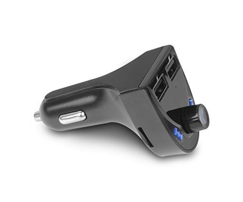 ALURATEK Bluetooth Car Audio Receiver and FM Transmitter with Mic for Hands-Free Calls (ABF01F), Blue - Image 1