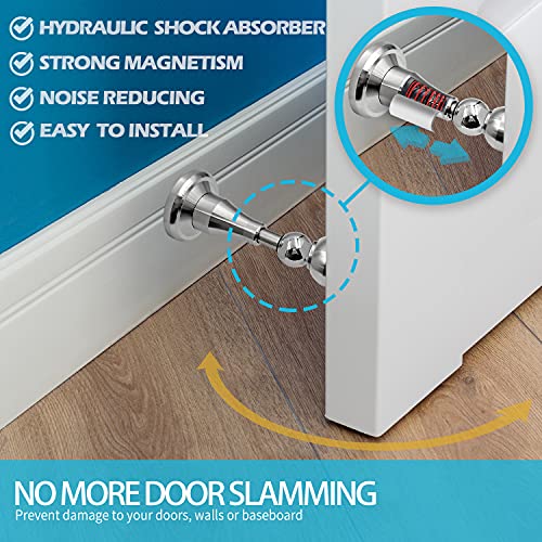 Neoera Magnetic Door Stopper, Updated Hydraulic Shock Absorbent Technology, Soft-Catch Magnetic Hold, Premium 304 Stainless Steel, Anti-Rust, Heavy Duty for Various Door Types, Wall Mount 1Pack - Image 2