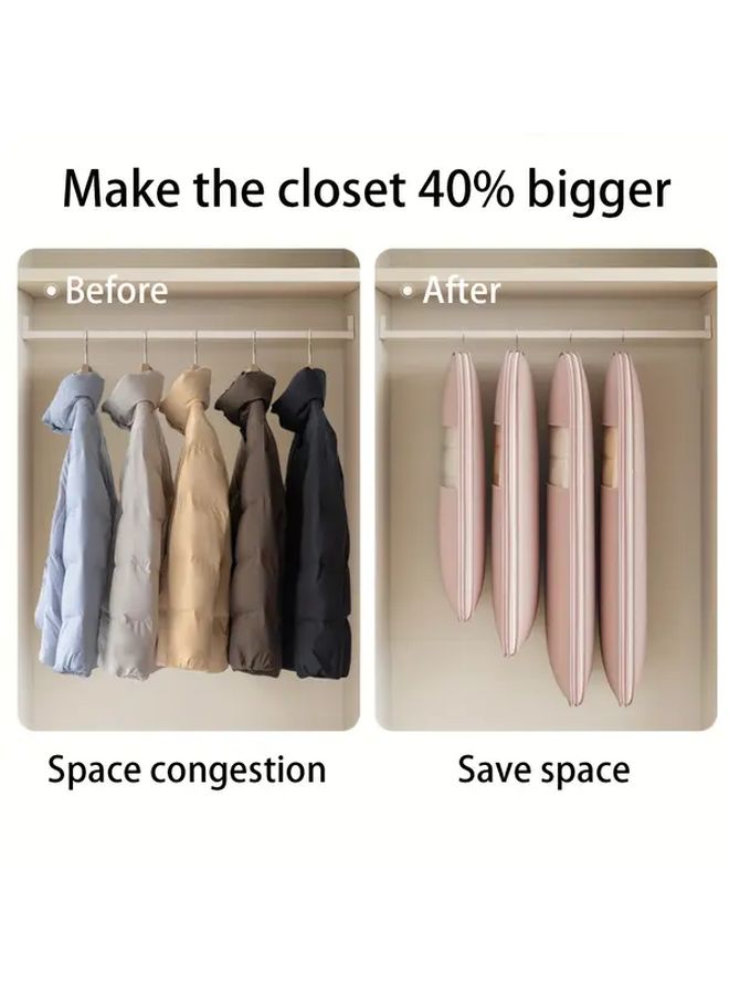 Beige Compressible Hanging Garment Bag With Clear Window For Suits Jackets Coats Storage - Image 5