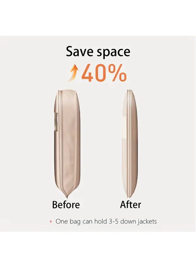 Beige Compressible Hanging Garment Bag With Clear Window For Suits Jackets Coats Storage - Image 4