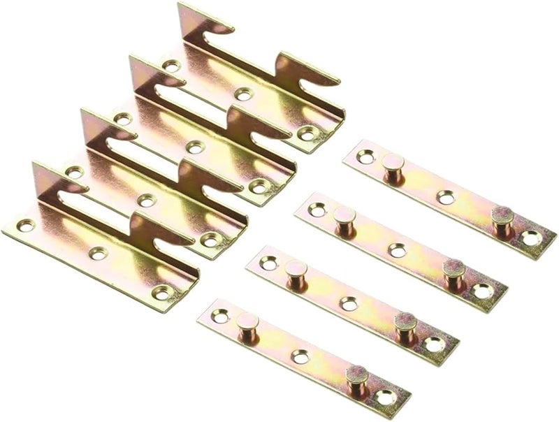 4 Sets Non Mortise Bed Hinges With Rail Brackets For Reinforced Bed Frame - Image 3