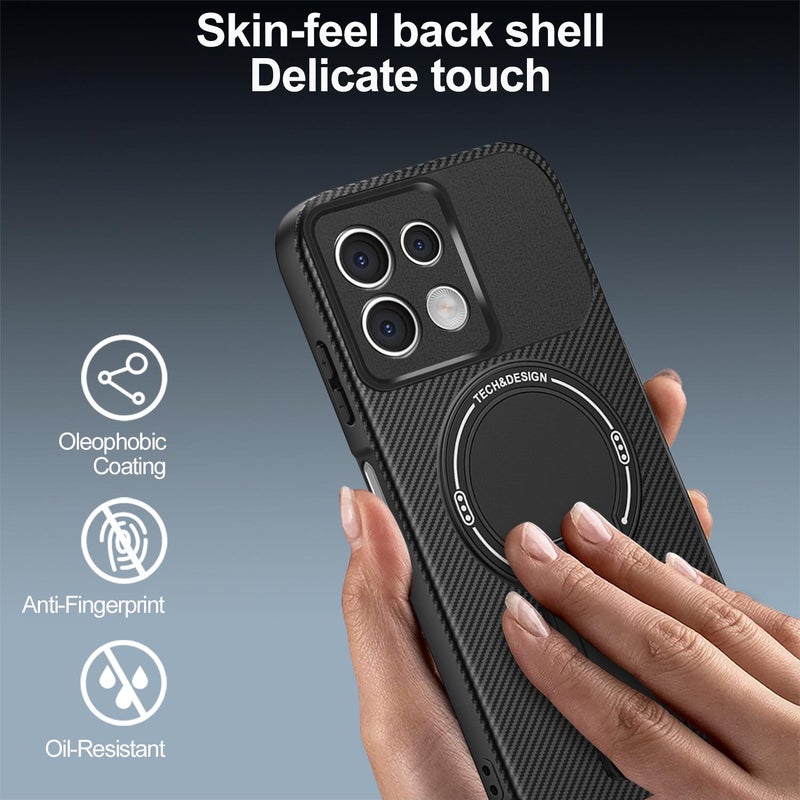 erorex For Redmi Note 13 5G Global Carbon Fiber Texture MagSafe Phone Case with Holder(Red) - Image 5