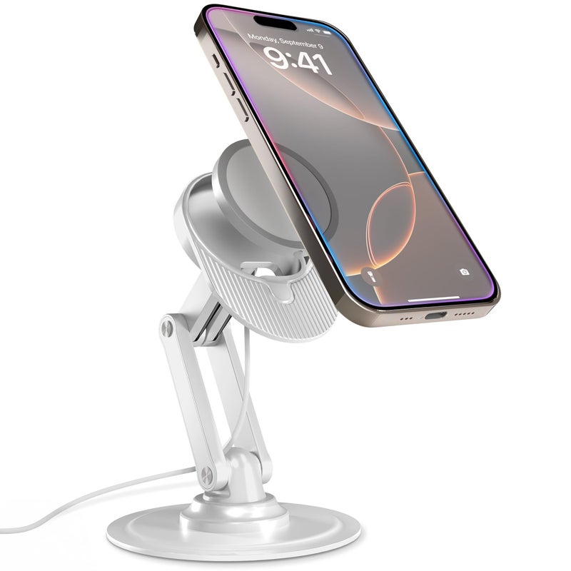 COOPER 360 MagBase - iPhone MagSafe Charger Stand for Apple MagSafe Charger (Not Included) AirPods Charger, MagSafe Stand for iPhone 17/16/15/14/13/12 Pro/Max | Standby Mode, 360Â° Rotation (White) - Image 1