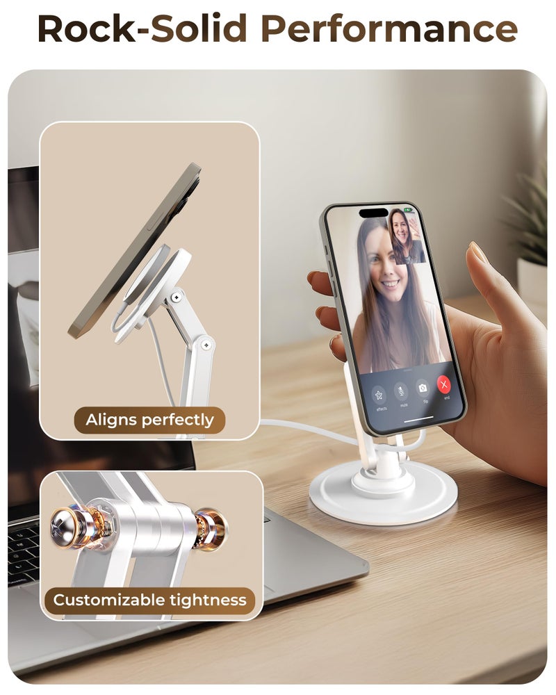 COOPER 360 MagBase - iPhone MagSafe Charger Stand for Apple MagSafe Charger (Not Included) AirPods Charger, MagSafe Stand for iPhone 17/16/15/14/13/12 Pro/Max | Standby Mode, 360Â° Rotation (White) - Image 4