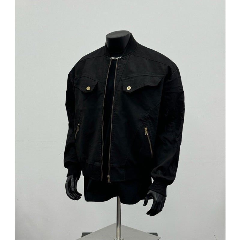 Maillard Brown Short Workwear Jacket Men'S Washable Brand Baseball Suit American Vintage Harrington Jacket - Image 2