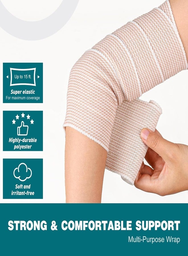 AZEN Premium 10 Pack Elastic Bandage Wrap 4 Inch, Compression Wrap Bandage for Legs, Lymphedema Wraps for Legs, Ankle, Knee, Tummy, Body - Image 3
