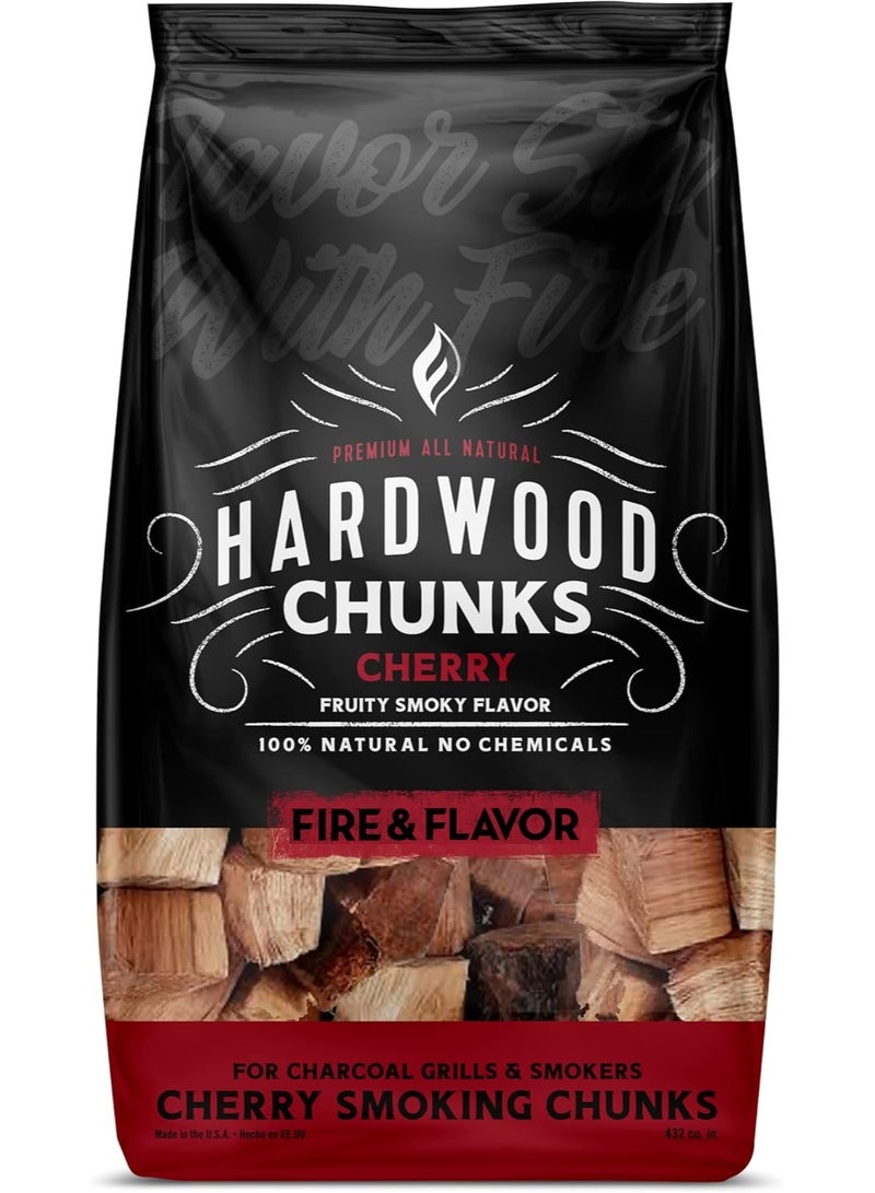 Fire & Flavor Cherry Wood Chunks for Smoking and Grilling - All-Natural, Long-Lasting with a Mildly Sweet Flavor - Large Chunk Wood Chips for Smokers,Red 2kg  - Image 1