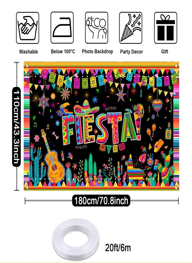 موكسيكا خلفية موتشيكا فييستا لحفلات مكسيكية، لافتة، زينة حفلات فييستا، مهرجان، كرنفال، ديكورات خلفية لحفلات سينكو دي مايو المكسيكية، 70.8 × 43.3 بوصة - Image 4