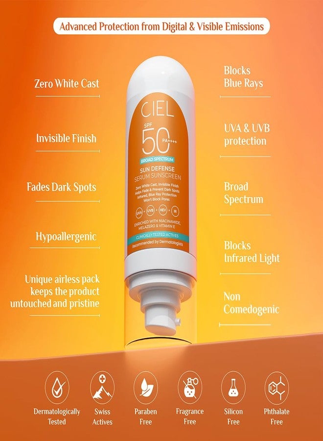CIEL Sun Defense Serum Sunscreen SPF 50 PA++++ | Lightweight, Invisible Finish | Niacinamide, Melazero™ & Vitamin E | 50ml - Image 4