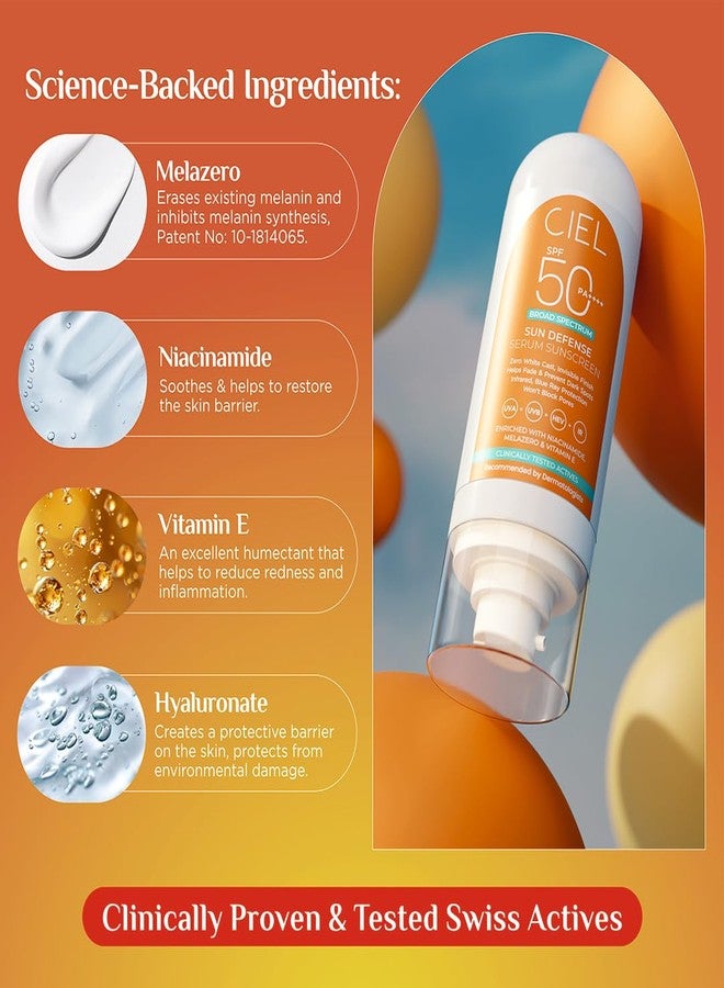 CIEL Sun Defense Serum Sunscreen SPF 50 PA++++ | Lightweight, Invisible Finish | Niacinamide, Melazero™ & Vitamin E | 50ml - Image 3