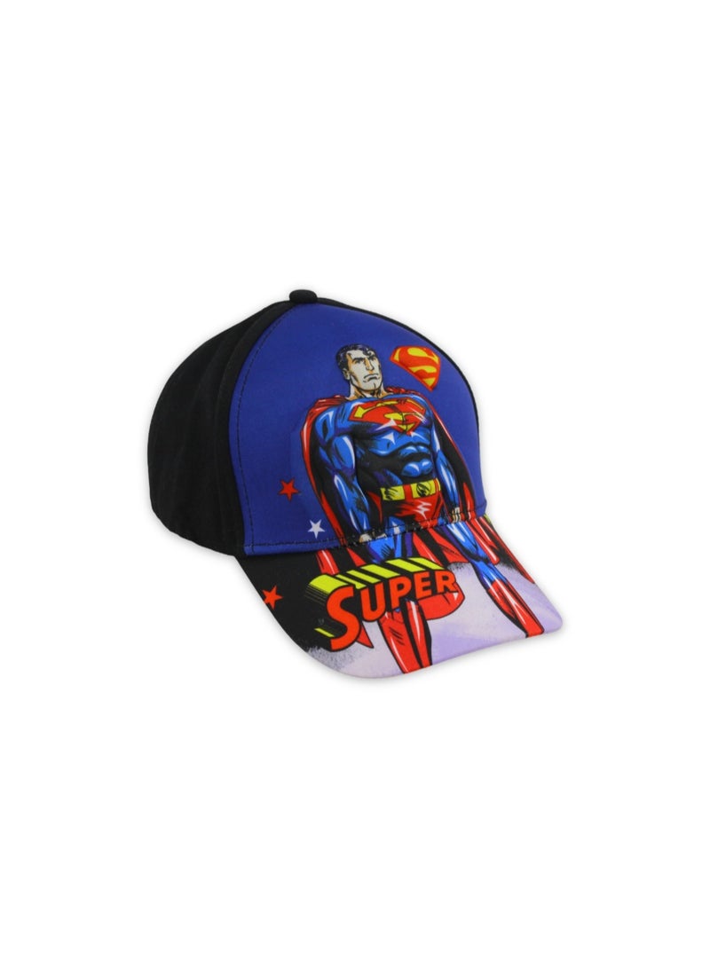 Boys Cap – Black with Super-Man Print - Image 1