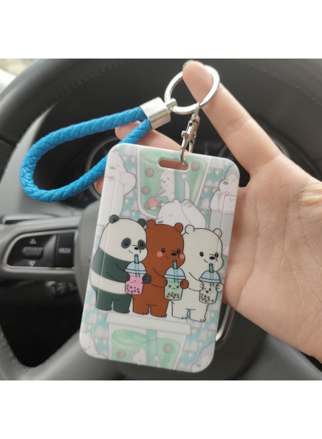NIBEMINENT 1 - Piece Cute Bear Doll Kpop Photo Card Holder Pendant Key Chain ID Badge Holder ID Card Holder Photo Card Protector for School ID Office ID Access Card for Women Girls