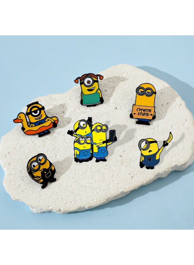 Minions 6 Pcs Cartoon Minions Enamel Brooch Set, Cute Character Metal Lapel Pins, Decorative Badges For Backpack Clothing Jackets Gift - Image 1