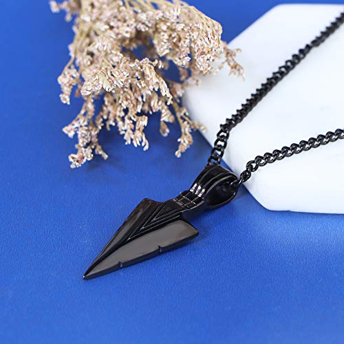 Jstyle Stainless Steel Pendant Necklace For Mens Cool Spearpoint Arrowhead Pendant Chain Necklace Set Black & Silver Tone - Image 3