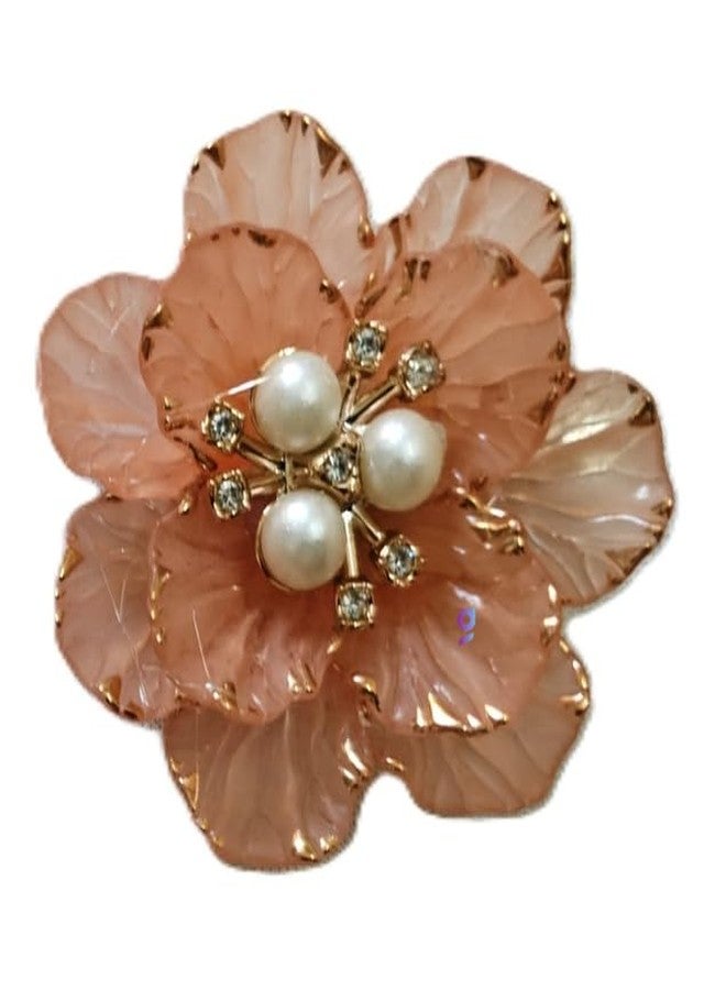 Goonmala Acrylic Petal Flower with Pearl, 5 cm, for Decoration, DIY Craft, Rakhi, Diwali, Hair Clip (Peach) - Image 1