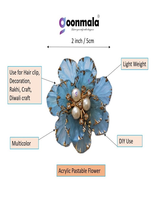 Goonmala Acrylic Petal Flower with Pearl, 5 cm, for Decoration, DIY Craft, Rakhi, Diwali, Hair Clip (Peach) - Image 4