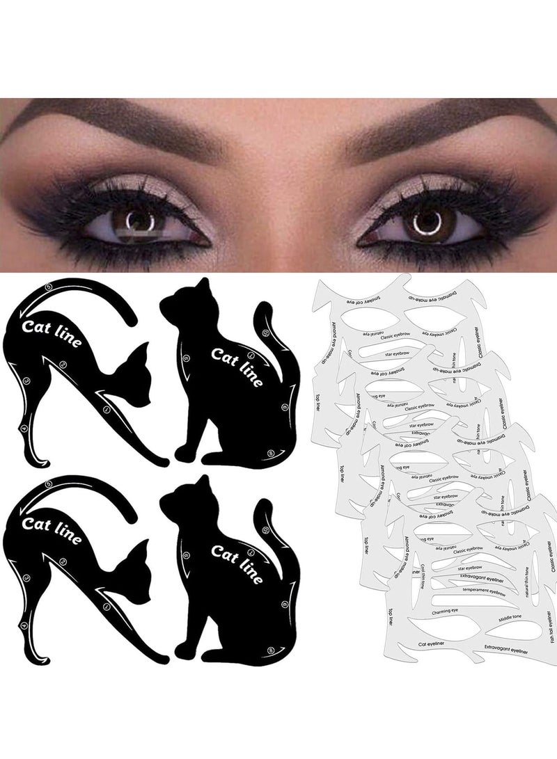 Y&D 8-Piece Cat Eyeliner Stencil Stickers, 27 Styles Professional Stamp Stencils, Tape Eyes with Wings, Sticker Set for Eyeshadow and Eyeliner, Makeup Beginners Essentials - 8 Sheets  - Image 1