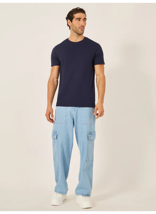 Styli Styli Solid Regular Fit Cotton Rich T-Shirt