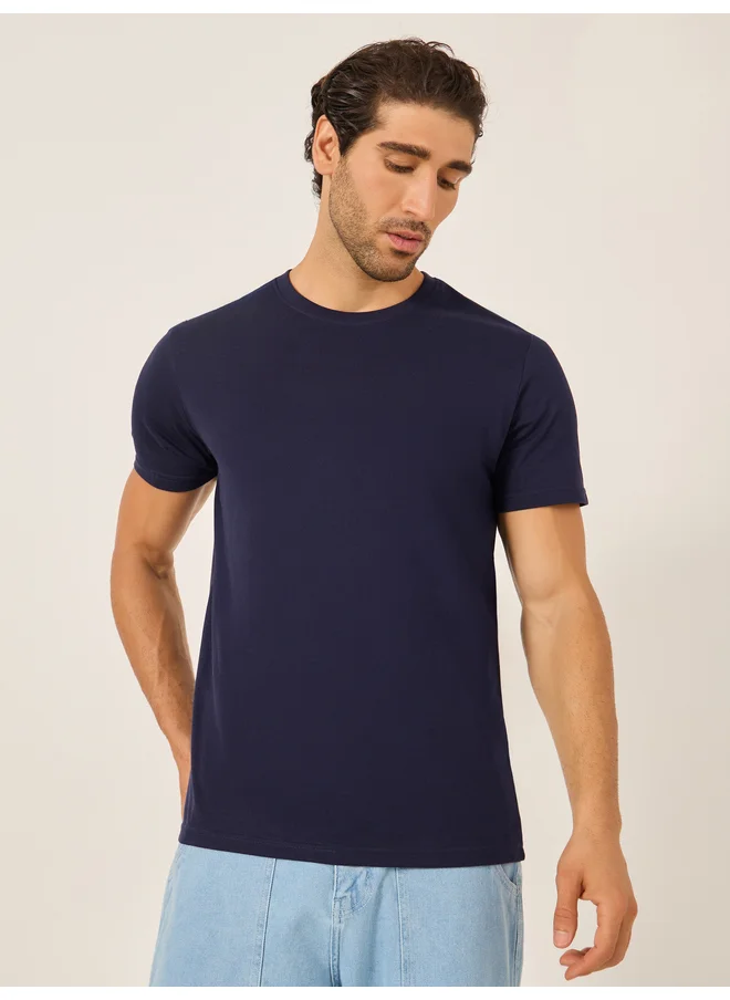 Styli Styli Solid Regular Fit Cotton Rich T-Shirt