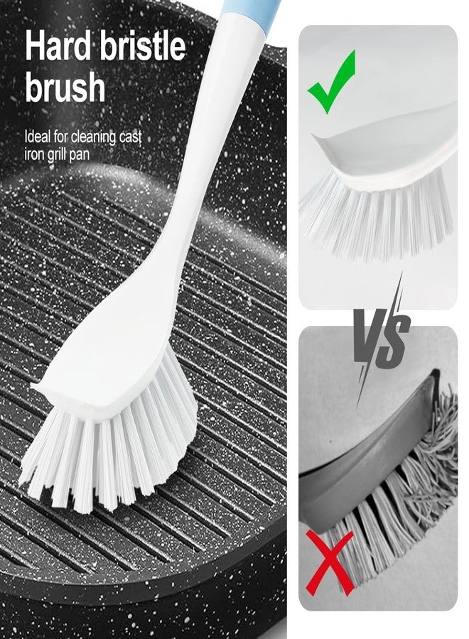 CQT Kitchen Diffusion Type Scrub Brush for Cleaning Dishes Pots Pan Sink and Bathroom with Comfortable Long Handle 6pack (Blue) - Image 3