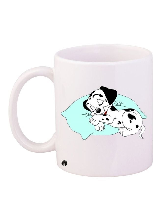 Cartoon Dog Printed Coffee Mug White/Black/Blue 11ounce