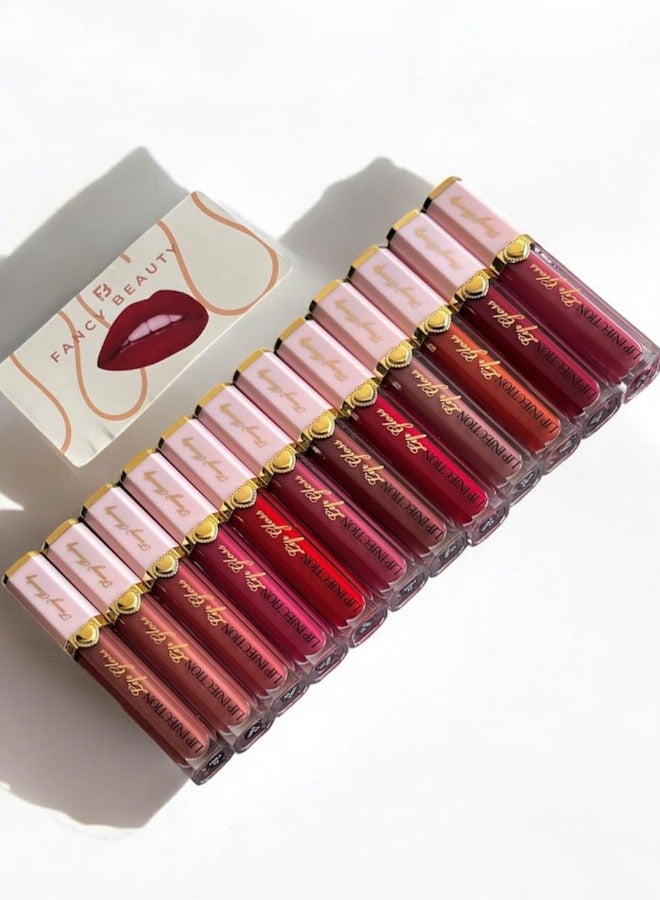 Fancy Beauties Liquid Lipstick - 12 Colors with Elegant Beige Gold Cap - Image 3