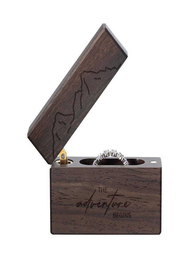 Wislist Wooden Engagement Ring Box Slim Flat Small Ring Case for Proposal,Wedding,Christmas Birthday Gift(The adventure begins) - Image 1
