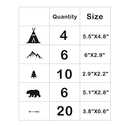Yyart Set of Woodland Bears, Arrows, Teepees, Trees and Mountains Wall Decals, Vinyl Stickers for Bedroom, Living Room, School, Nursery Wall Decals A41 - Image 4
