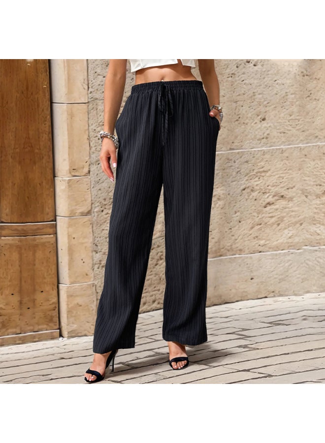 Song Feng Ya New European Casual Minimalist Versatile Solid Color High-waisted Loose Pleated Wide-leg Pants With Drape - Image 1