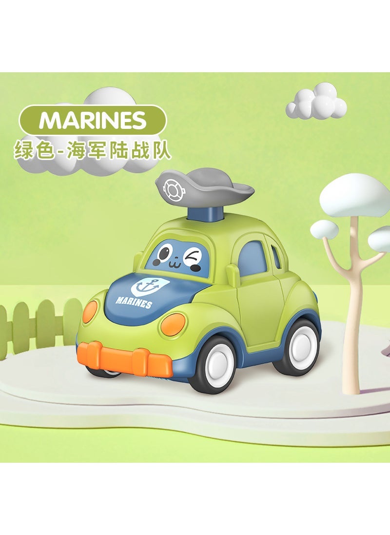 Cartoon Cap Car Toy Inertia Powered Kids Gift 686P-18 [Green] Press Marine Corps