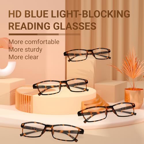 TERAISE Anti- UV Reading Glasses 4 Pairs Blue Light Blocking Reader Womens Mens (1.50X) - Image 2