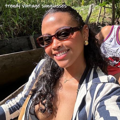 WOWSUN Retro Oval Sunglasses for Women Trendy 90s Vintage Small Face Shades Sun Glasses UV Protection - Image 3