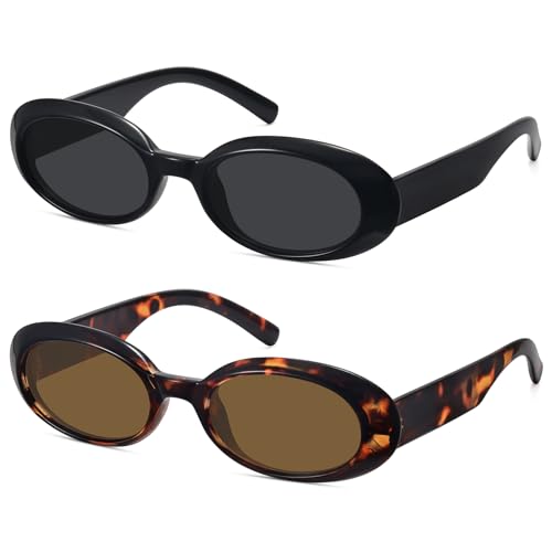 WOWSUN Retro Oval Sunglasses for Women Trendy 90s Vintage Small Face Shades Sun Glasses UV Protection - Image 1